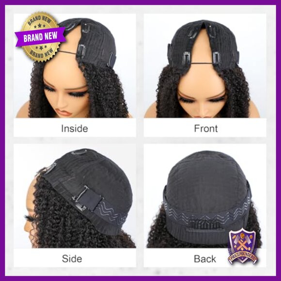 Human Hair V Part Wig 14 Inch Glueless Clip In 180% Density Curly main image 4